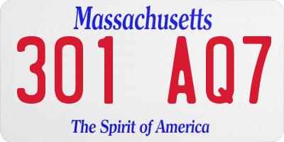 MA license plate 301AQ7