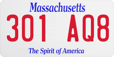 MA license plate 301AQ8