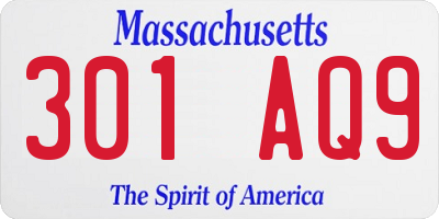 MA license plate 301AQ9