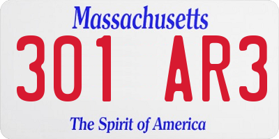 MA license plate 301AR3