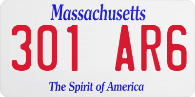 MA license plate 301AR6