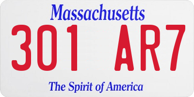 MA license plate 301AR7
