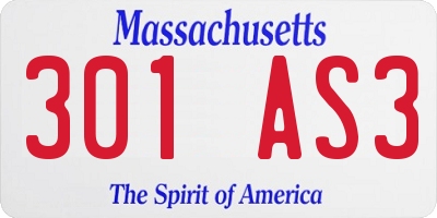MA license plate 301AS3