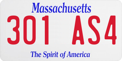 MA license plate 301AS4