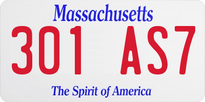 MA license plate 301AS7