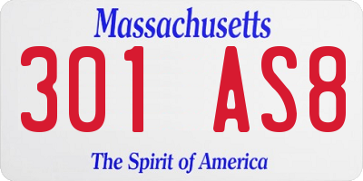 MA license plate 301AS8