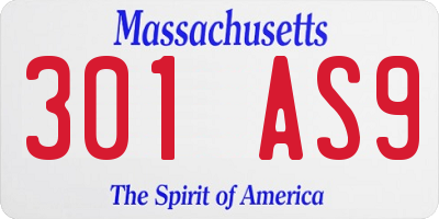MA license plate 301AS9