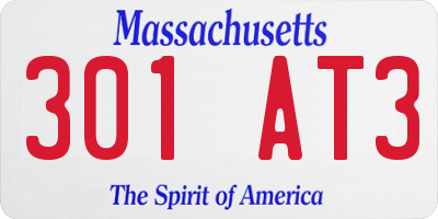 MA license plate 301AT3