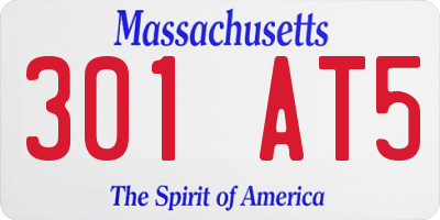 MA license plate 301AT5