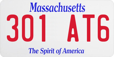 MA license plate 301AT6
