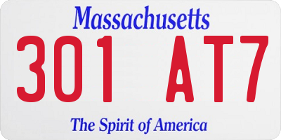 MA license plate 301AT7
