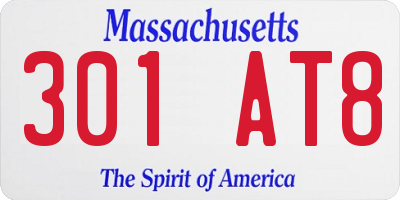 MA license plate 301AT8