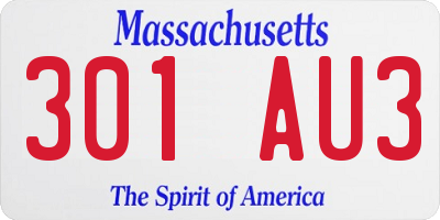 MA license plate 301AU3