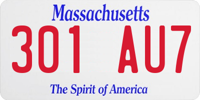 MA license plate 301AU7