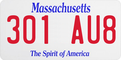 MA license plate 301AU8