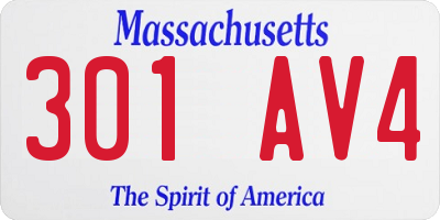 MA license plate 301AV4