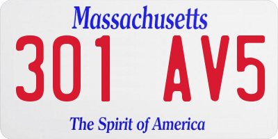 MA license plate 301AV5