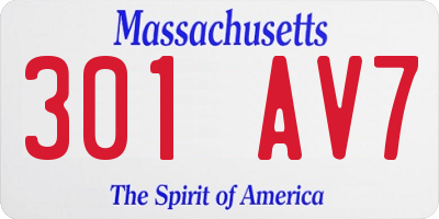 MA license plate 301AV7
