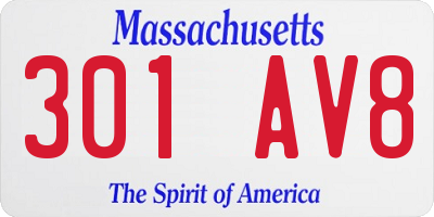 MA license plate 301AV8