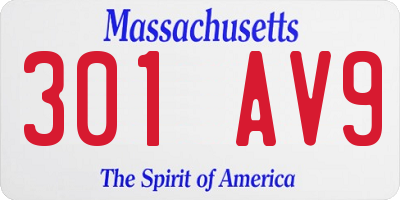 MA license plate 301AV9