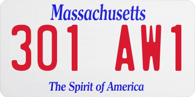 MA license plate 301AW1