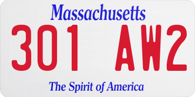 MA license plate 301AW2