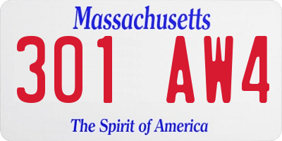 MA license plate 301AW4