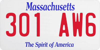 MA license plate 301AW6
