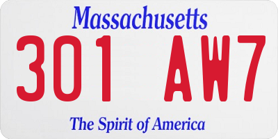 MA license plate 301AW7