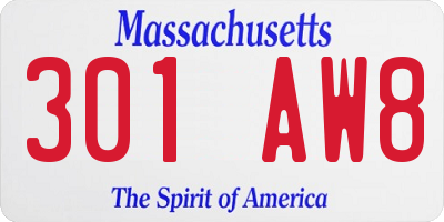 MA license plate 301AW8
