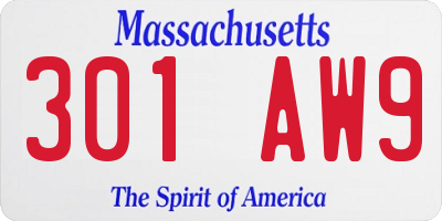 MA license plate 301AW9