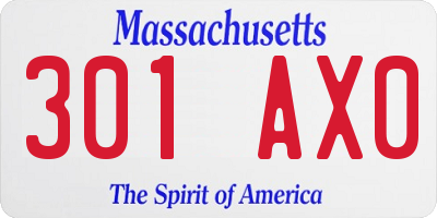 MA license plate 301AX0