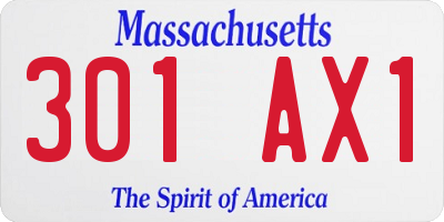 MA license plate 301AX1