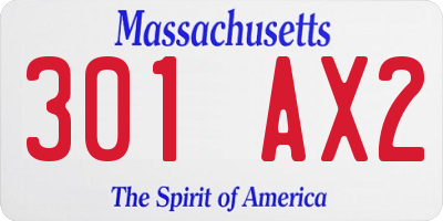 MA license plate 301AX2
