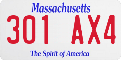 MA license plate 301AX4
