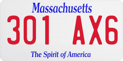 MA license plate 301AX6