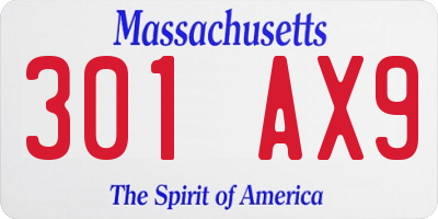 MA license plate 301AX9
