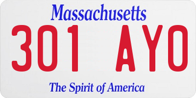 MA license plate 301AY0