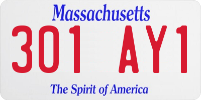 MA license plate 301AY1