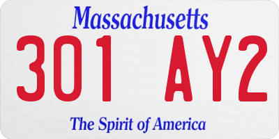 MA license plate 301AY2