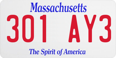 MA license plate 301AY3