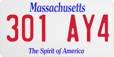 MA license plate 301AY4