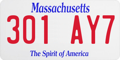 MA license plate 301AY7
