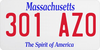 MA license plate 301AZ0