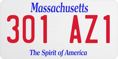 MA license plate 301AZ1