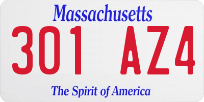 MA license plate 301AZ4