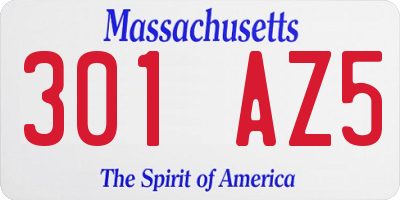 MA license plate 301AZ5