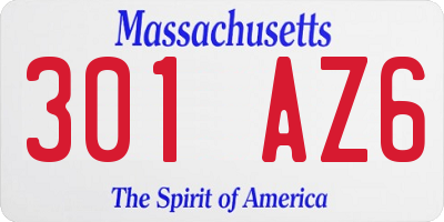 MA license plate 301AZ6