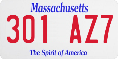 MA license plate 301AZ7