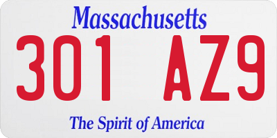 MA license plate 301AZ9